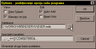 Podeavanje opcija rada