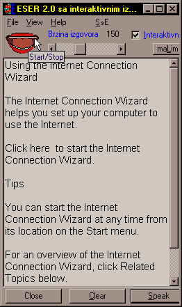 Prozor za izgovor unetog teksta
